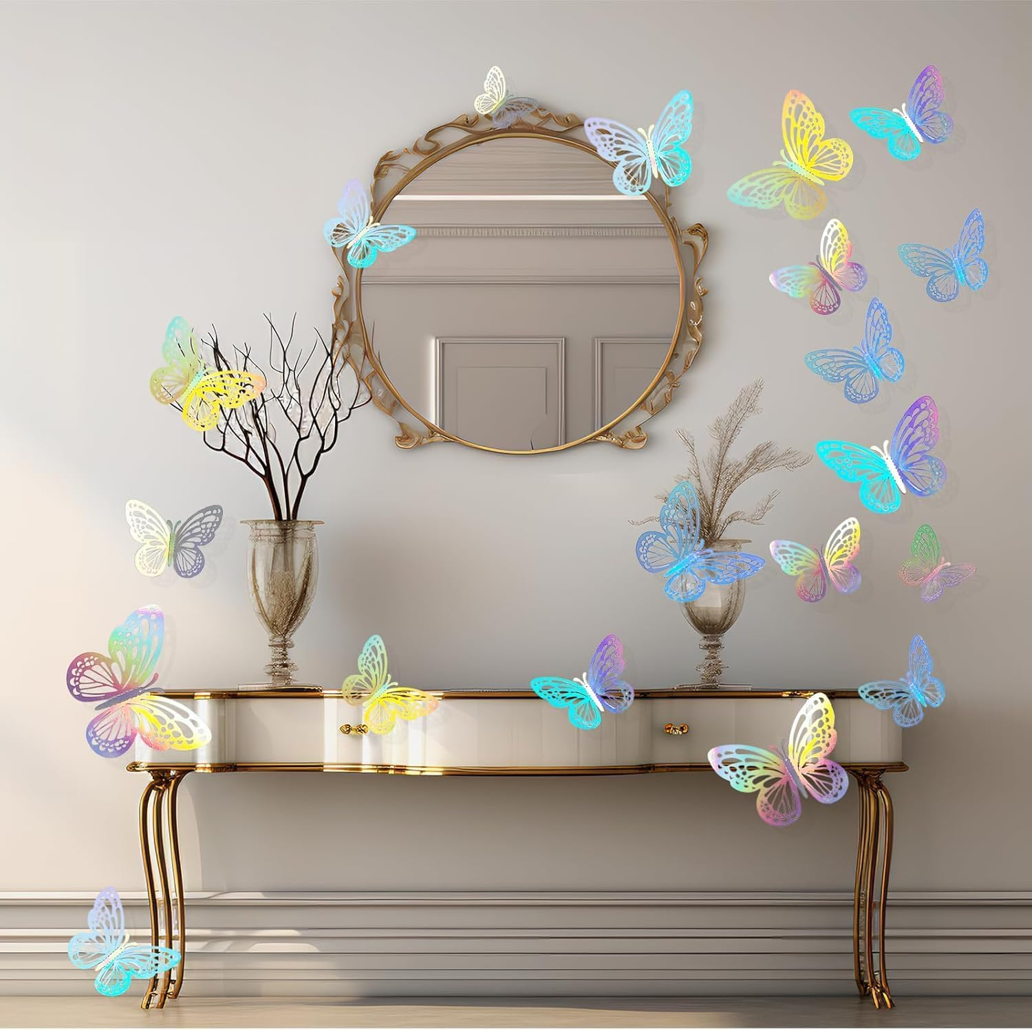 72Pcs 3D Removable Butterfly Wall Stickers with Dot Glue for Nursery, Bedroom & Baby Girl Room Decor for Birthday image number 3