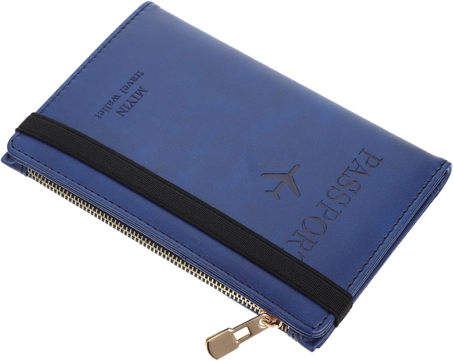 WATIIFUFU Pu Passport Cover RFID Blocking Cards Holder Business Card Organizer Slim Travel Passport Wallet for Men and Women Portable Gate Pass Protector in Navy Blue