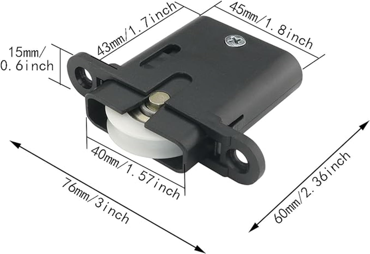 4 Pcs Sliding Door Rollers Wheels Replacement Accessories Furniture Door Roller Set Sliding Door Rollers Wheels Cabinet Pulley Accessories Hardware Supplies for Sliding Doors and Windows (Black) image number 2