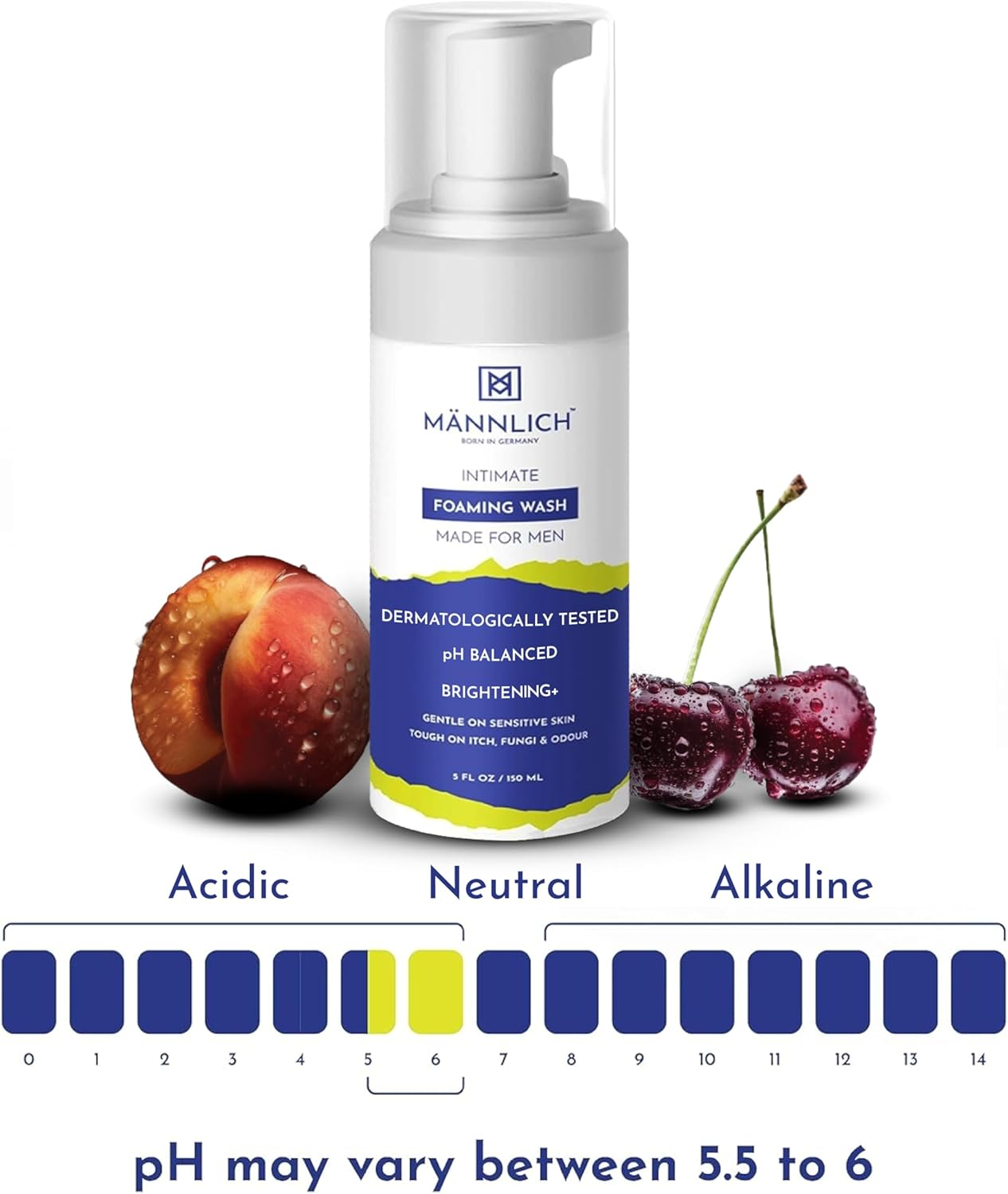 Mannlich Intimate Wash for Men (150 Ml) Relieves Itchiness & Odour, Prevents Fungal Growth, Genital Area, Ph Balanced & Dermatologically Tested with Tea Tree Oil, Neem, Eucalyptus Oil, 1% Salicylic & Lactic Acid