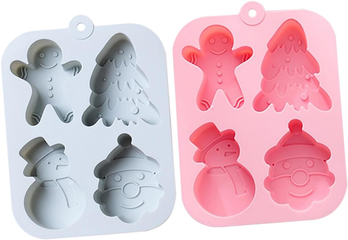 Yardwe 2Pcs Non-Stick Christmas Cake Mold Silicone DIY Baking Molds for Kitchen Christmas Decoration image number 4