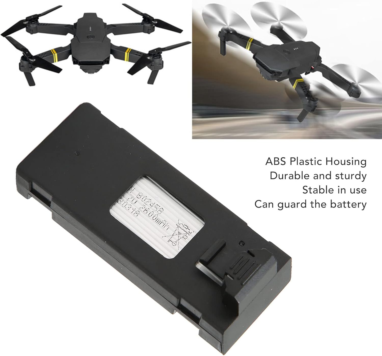 3.7V 2600Mah RC Drone Battery, Stable UAV Replacement Battery for E88 E88PRO E88MAX E525 E99 E99PRO P1 P5PRO K3 S1 P8, RC Drone Accessories