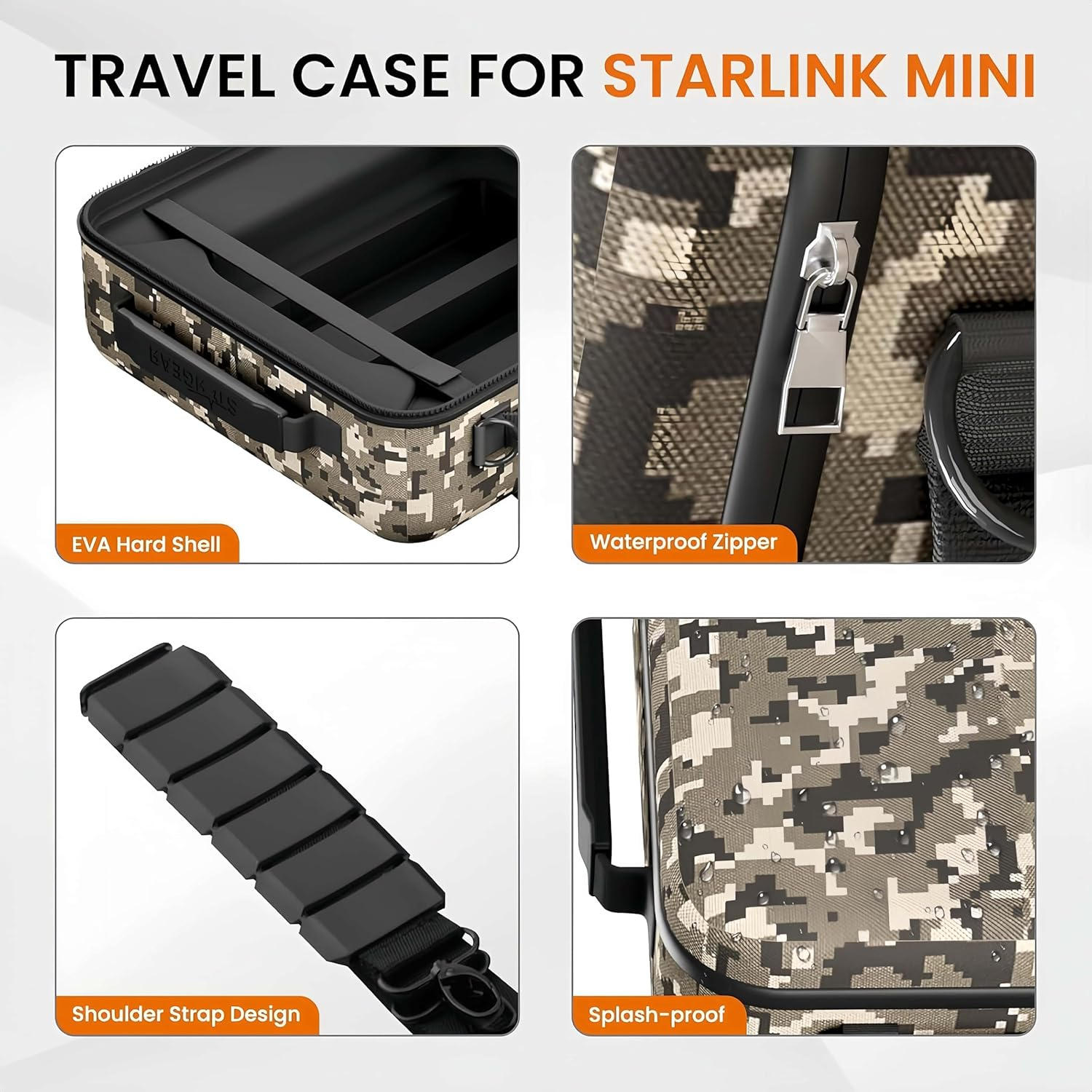 STARGEAR Starlink Mini Case，Camouflage Waterproof Suitcase& Accessories, Compatible with Anker Hard Storage Shell Portable Bag image number 4