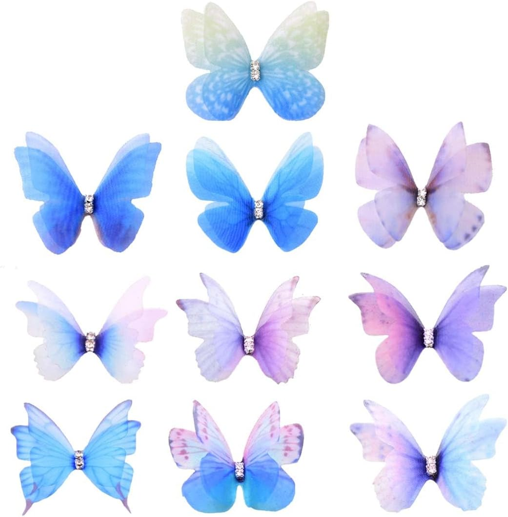 VAEIORP 10 Pieces Butterfly Hair Clip Decoration Women Girls Children Butterfly Set 3D Butterfly Jewellery Bridal Wedding Accessories image number 2