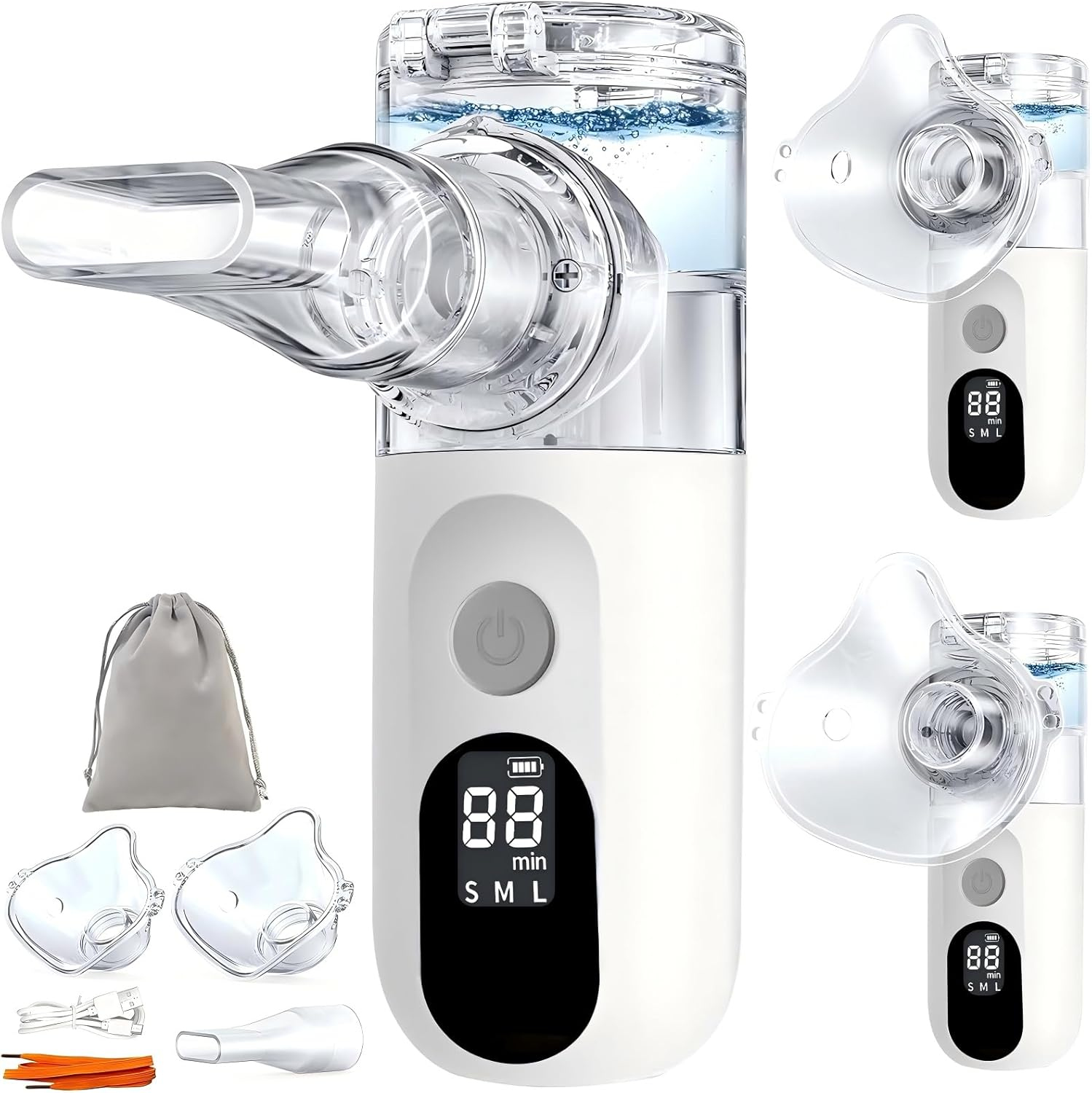 Nebulizer, Portable Nebulizer, Mini Vaporizers Handheld Atomizers for Adults and Kids,For Breathing Problems, with 3 Nebulizer Masks for Home, Travel - Steam Mesh Inhalators, Auto-Cleaning