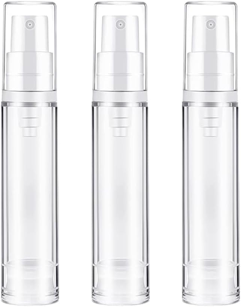 Clear Airless Pump Bottles, 10Ml, Set of 3, Travel Size Refillable Containers for Cosmetics (Lotion Pump)