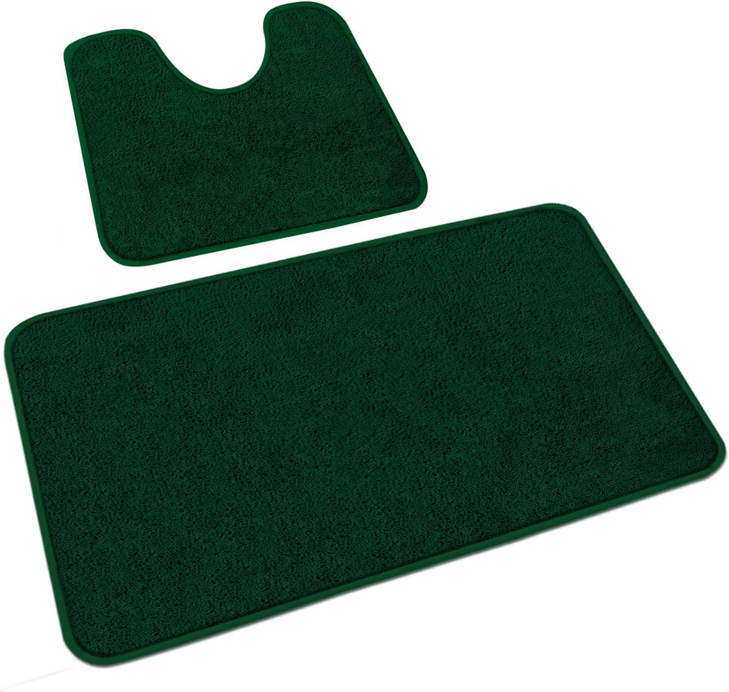 Rururug Bath Mat Sets 2 Piece Washable Microfiber Bathroom Mats New Point Plastic Non-Slip Bottom Bath Rug and Toilet Mat Set (Green, 50X80Cm+50X40Cm)