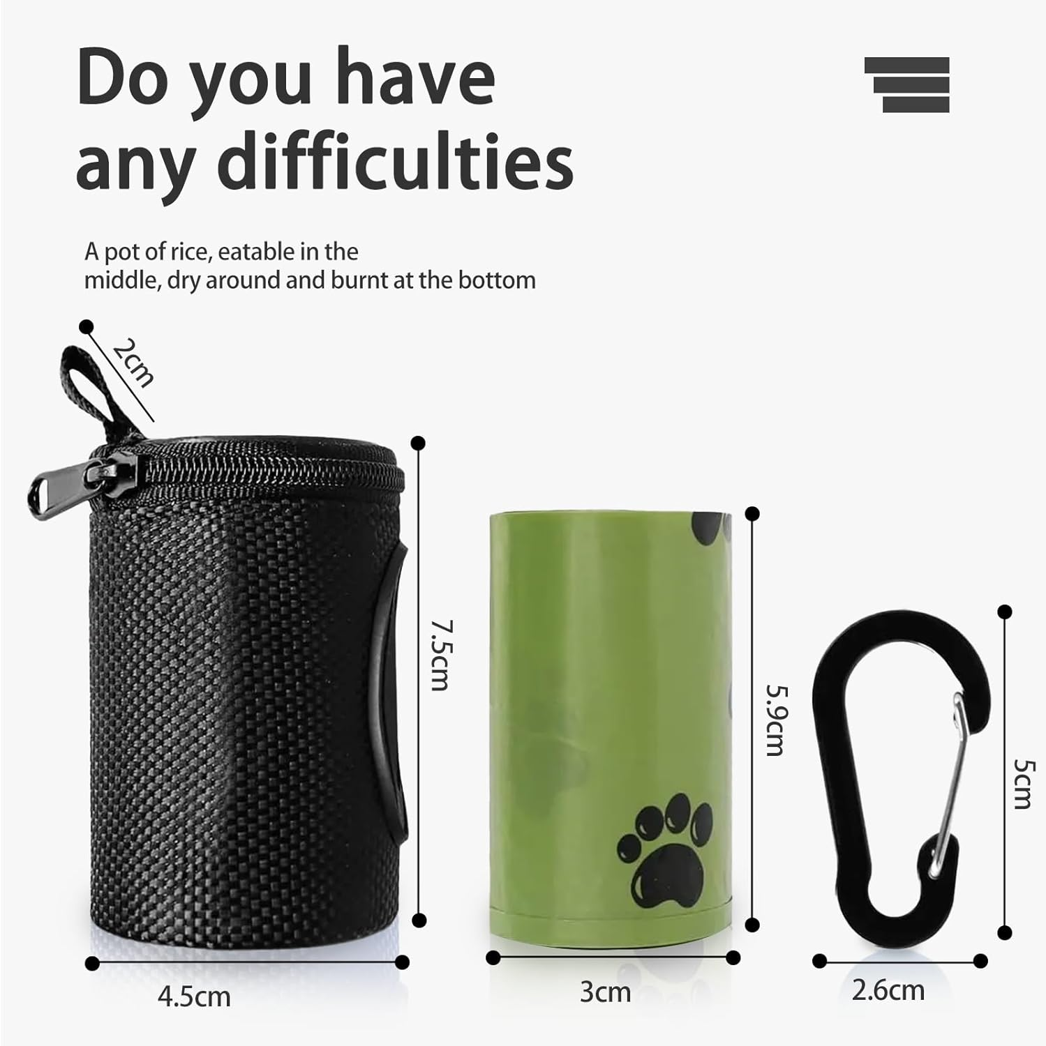 Dog Poop Bag Dispenser with 1 Roll of Pet Trash Bags Zipper Poop Bag with Carabiner Clip Dog Poo Bag Holder Holder Leash Attachment for Dogs for Traveling(Black) image number 4