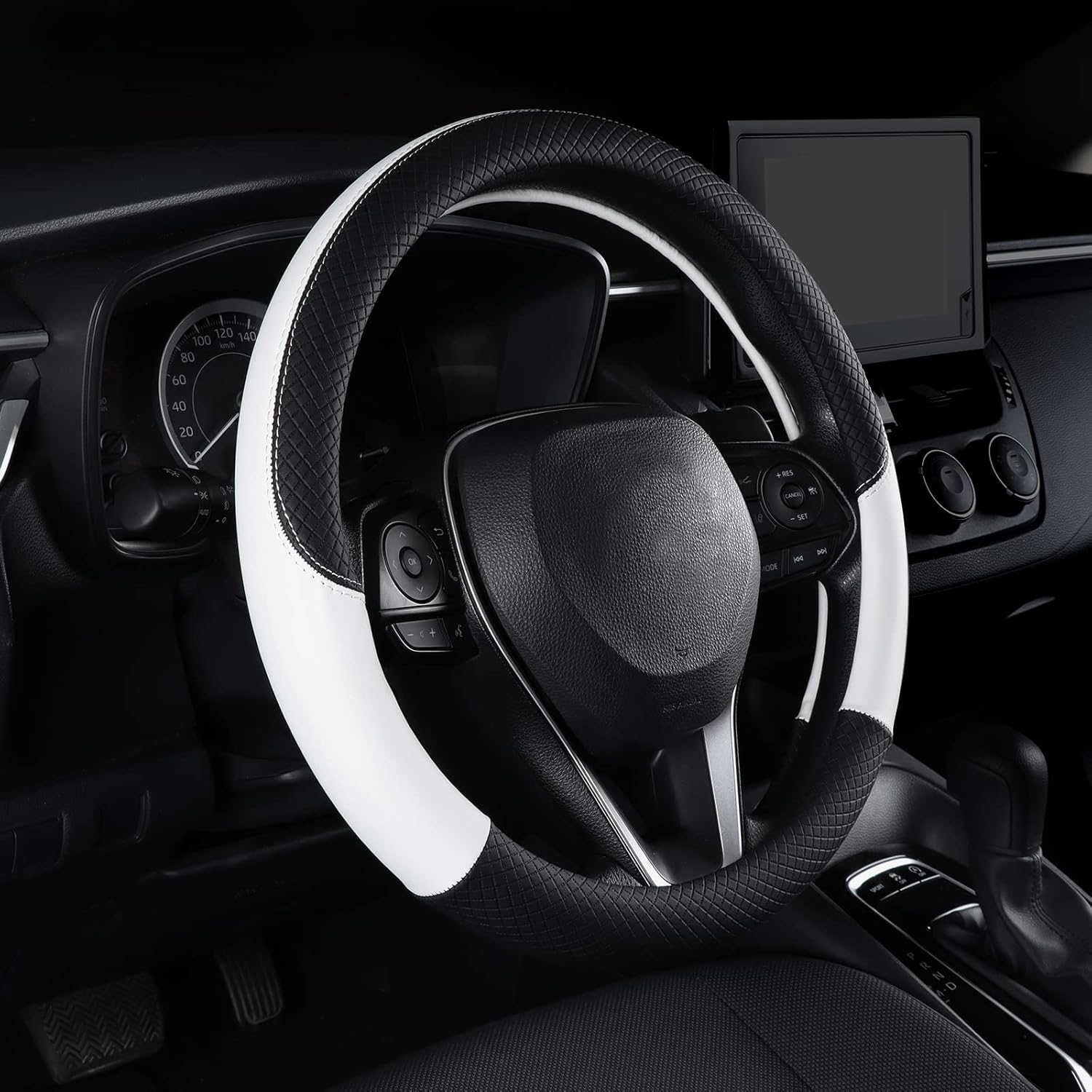 Auto Car Genuine Leather Steering Wheel Cover anti Slip Wrap 15" (Yellow) image number 6