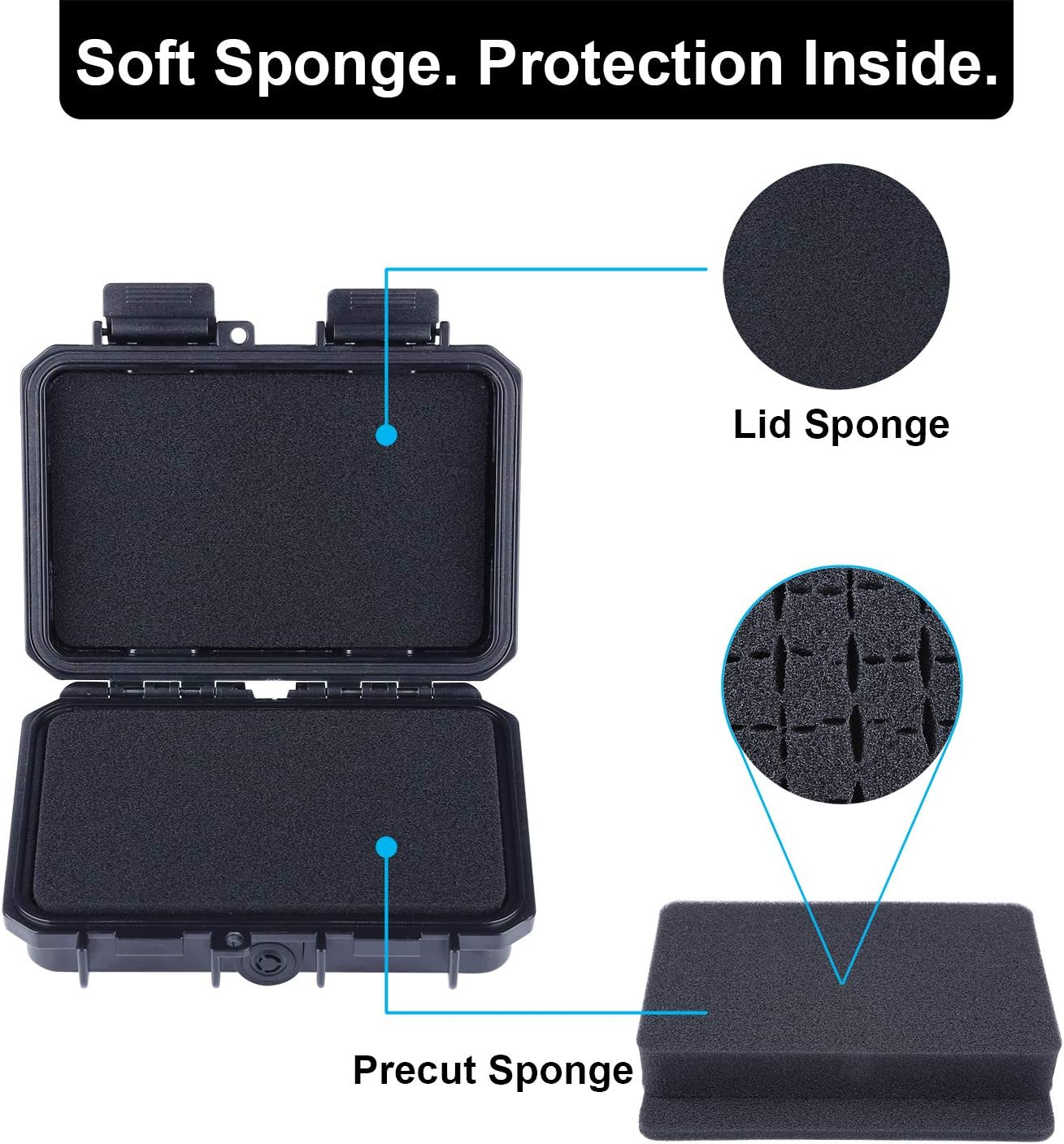 Lykus HC-1410 Mini Hard Case Dry Box with Foam Insert, Interior Size 14X9X3.8 Cm, IP66 Splash-Proof image number 2