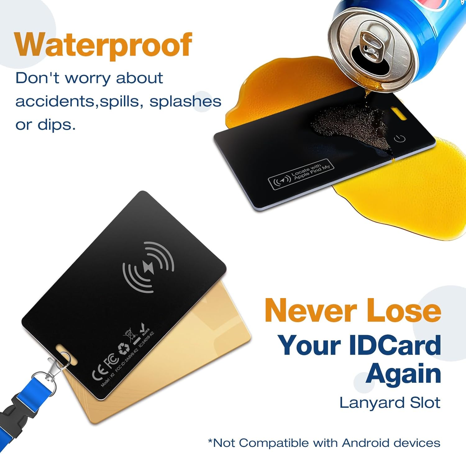 Airtag 2 Pack Wallet Tracker Card 0.06In Slim - Airtag Card Smart Tag IP68 Waterproof, Works with Apple Find My, Apple Air Tag for GPS, Keys, Purse, Credit Card (Ios Only)