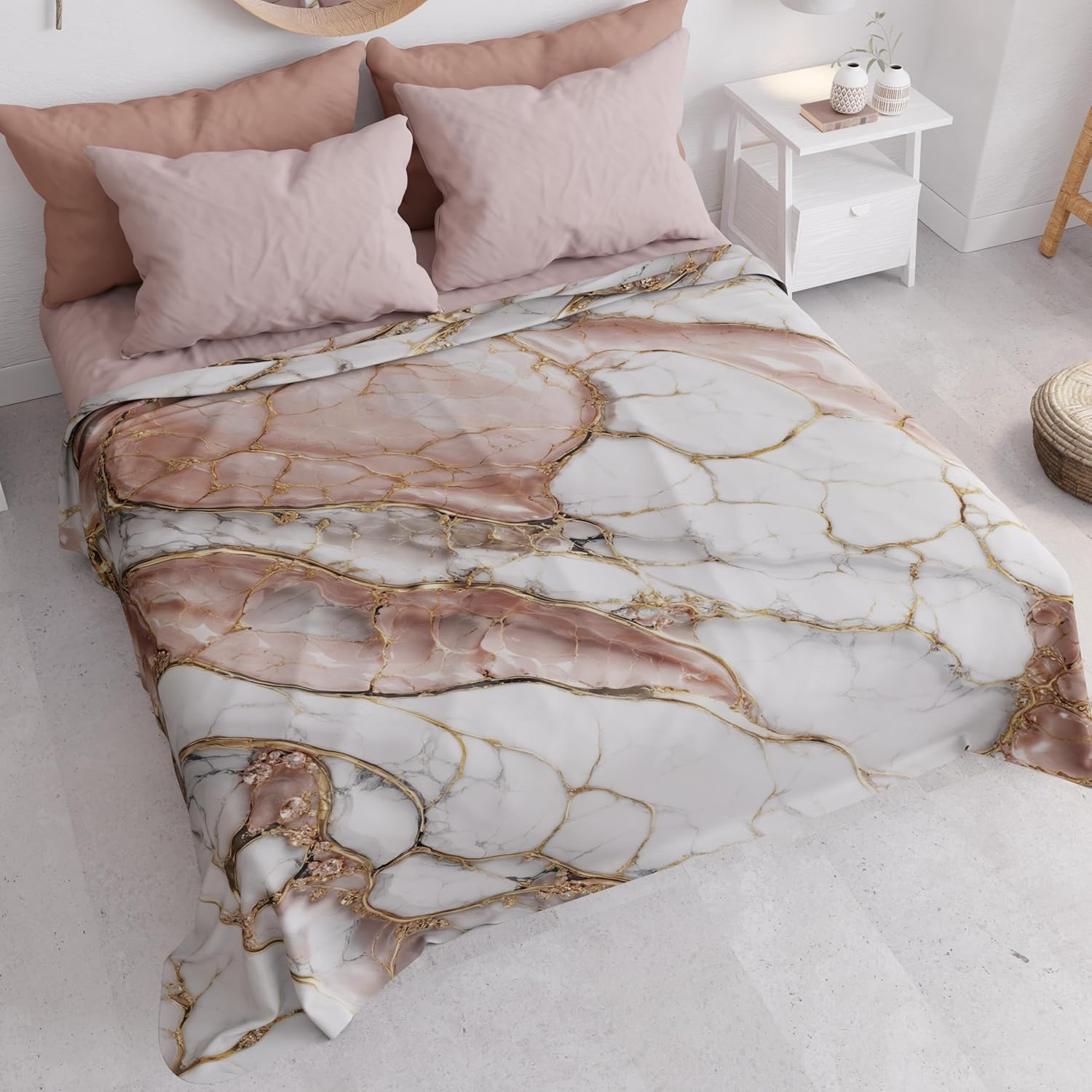 PETTI Artigiani Italiani Double Bedspread, Spring and Summer, Lightweight Double Blanket, Bed Linen, Powder Marble, 100% Made in Italy image number 7