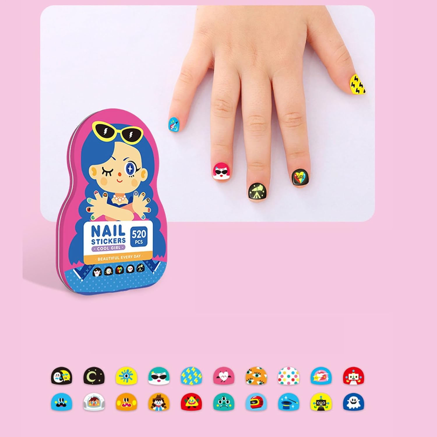 Nail Stickers for Girls | Cartoon Fingernail Decoration Decals | Cute Nail Stickers,For Girls Children Daughter Toddler - Cute Animals image number 2