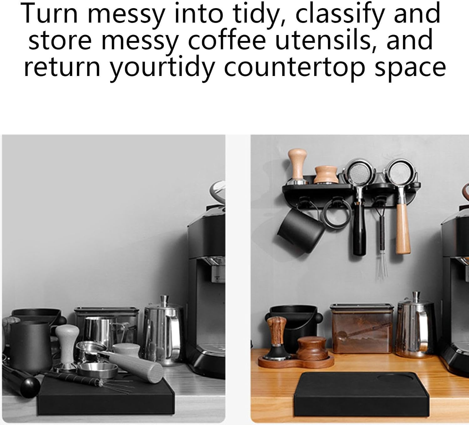 Coffee Tamper Holder - Espresso Tamper Station, Coffee Pressing Station | Heat-Resistant Bariista Filter Tamper Holder, Portafilters Tamper Espresso Accessories for Tea Towels Stirrers, 32X8X8Cm image number 6