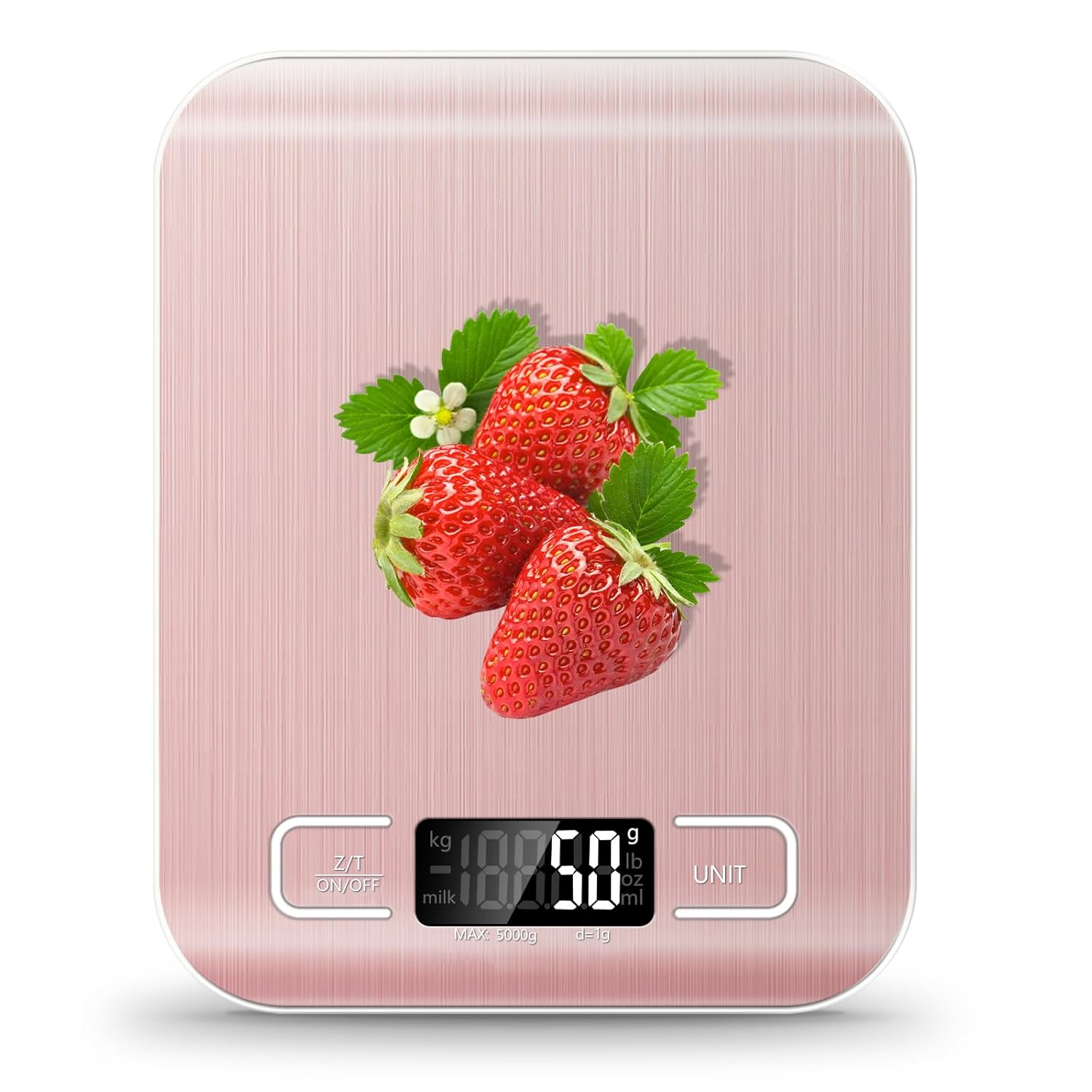 Food Scale, 11Lb Kitchen Scale with 6 Units Tare Function & LCD Display, 0.05Oz/1G Stainless Steel Digital Food Scale Grams and Ounces for Baking, Cooking, Dieting and Meal Prep (Pink) image number 1