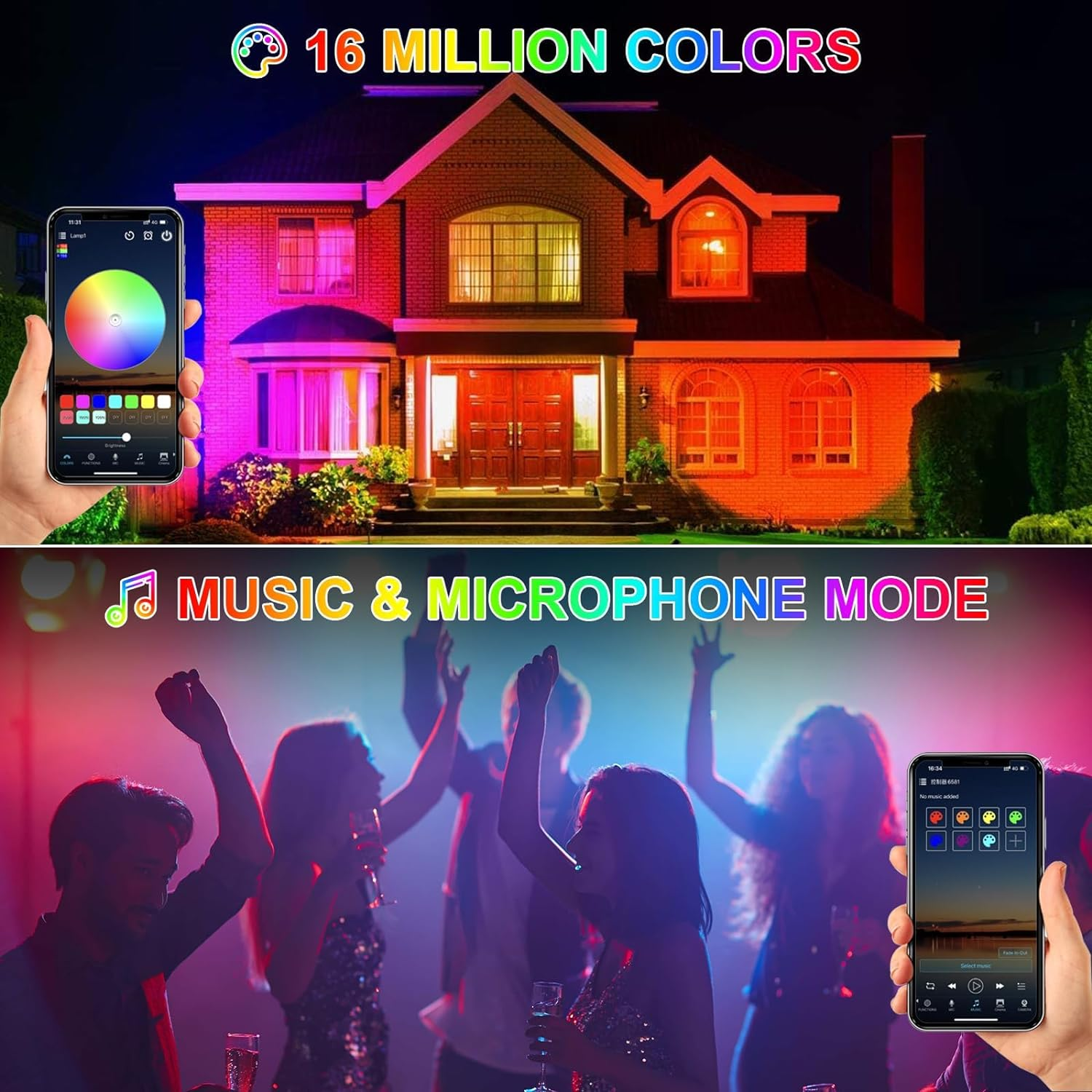 BOSITE 10W RGB Spot Lights IP66 Waterproof RGB LED Flood Light Color Changing Landscape Spotlight Outdoor RGB Floodlights with Remote/App/Stakes for Garden Patio Yard Gate Walkway Pathway (4 Pack)