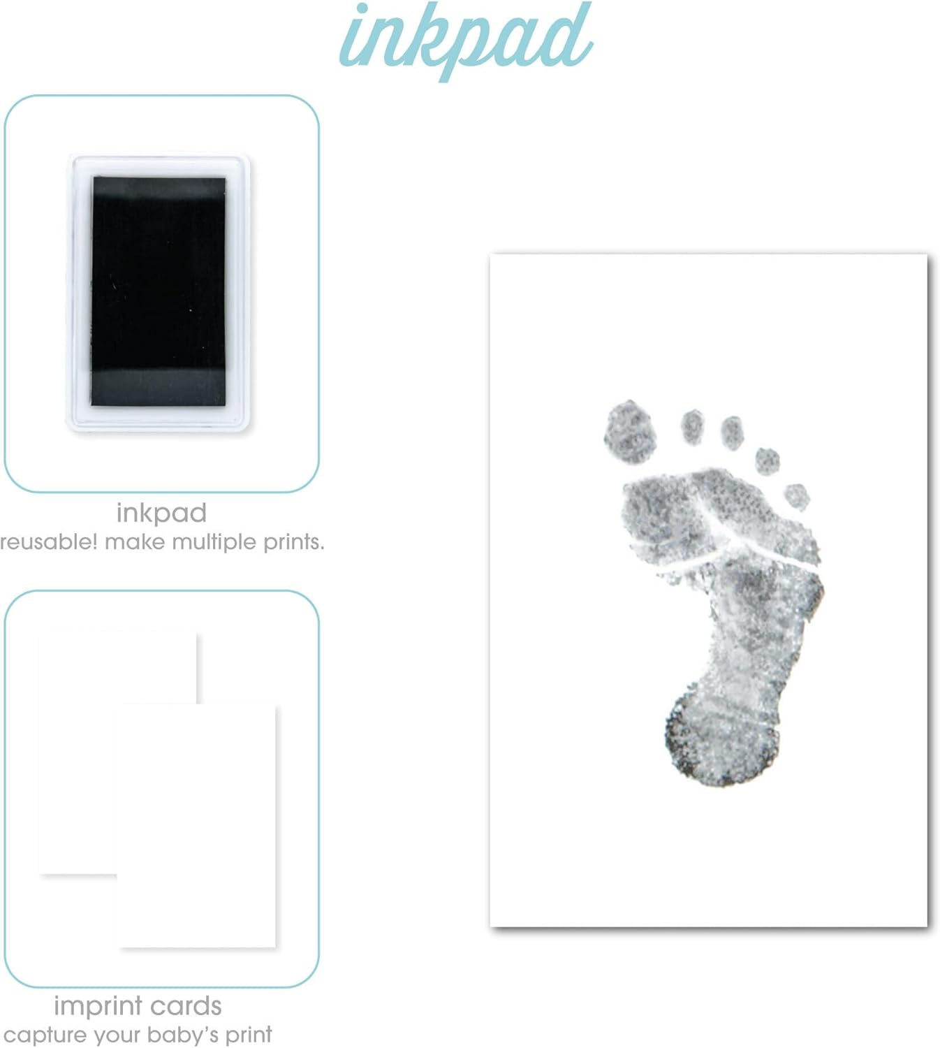 Kate & Milo Babybook and Ink Pad, Gender-Neutral Baby Keepsake, Baby'S First Year Milestone Moments, Gray image number 6