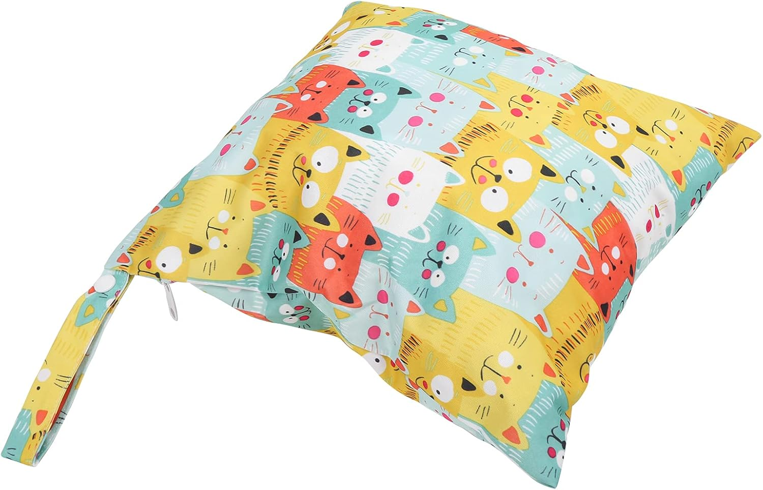 Cloth Diaper Bag, Organizer Bag Cartoon Pattern Single Zipper Double‑Layered Pockets Reusable with Handle Strap for Travel for Cosmetic Bag(Color Cat) image number 6