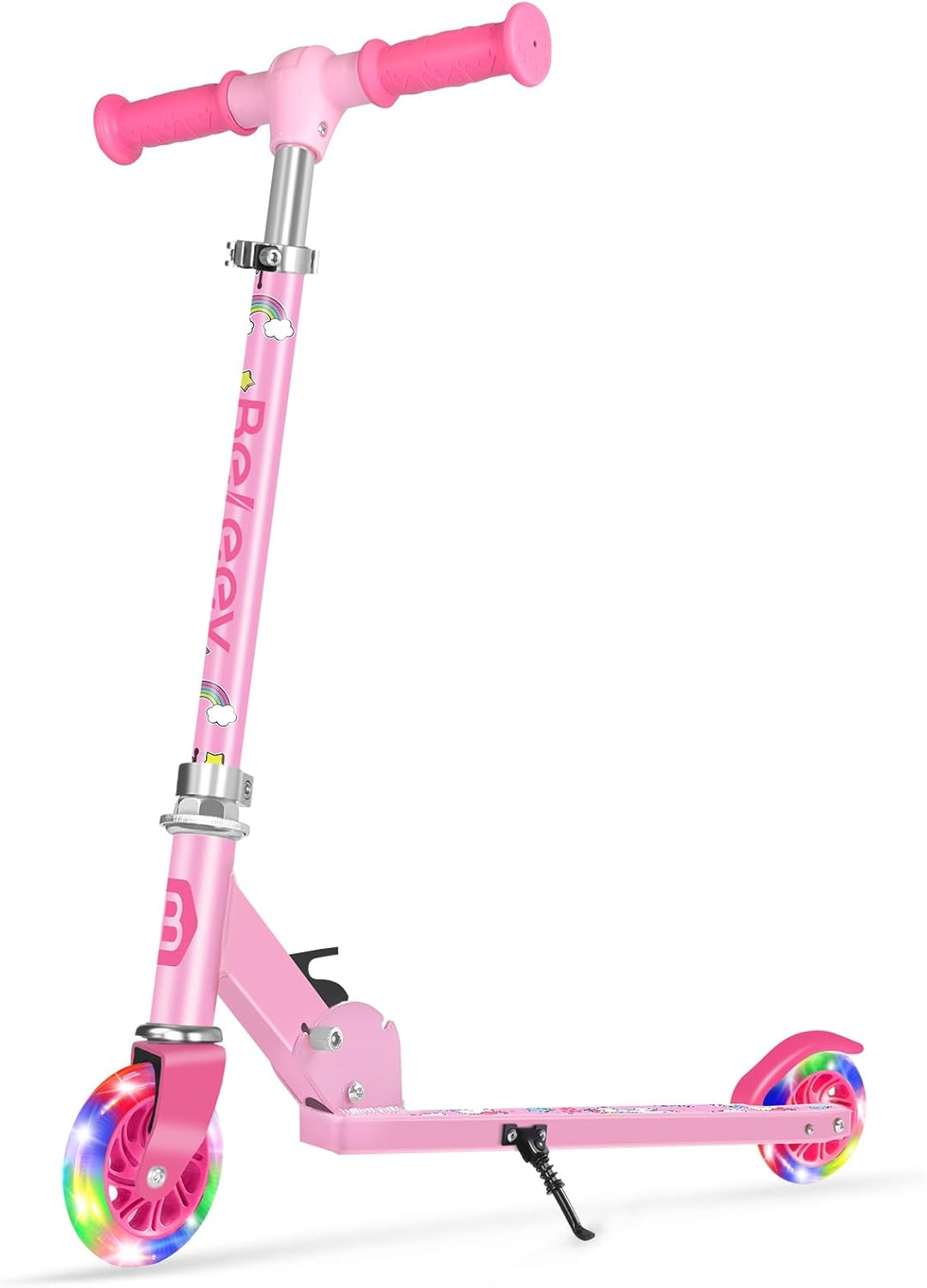 BELEEV V1 Scooters for Kids, 2 Wheel Folding Kick Scooter for Girls Boys, 3 Adjustable Height, Light up Wheels, Lightweight Scooter with Sturdy Frame, Kickstand for Children 3 to 12 Years Old image number 2