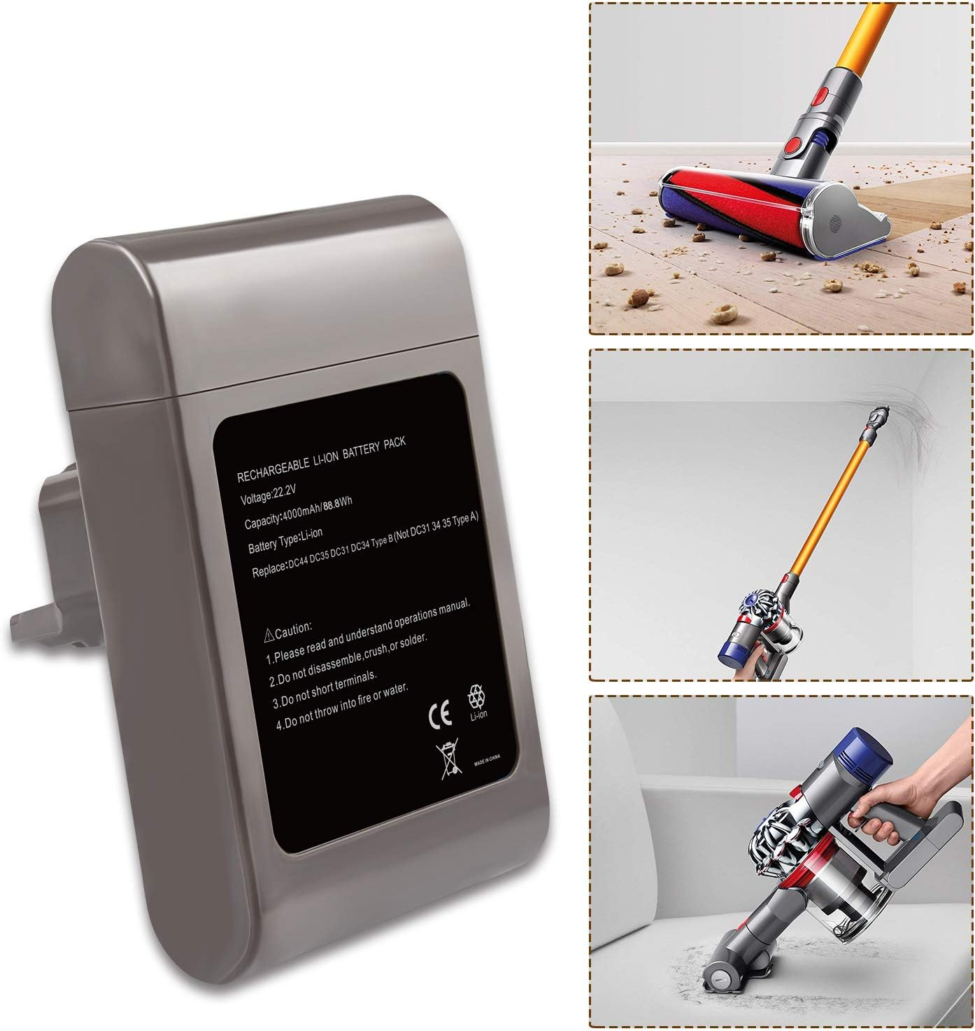 【Type B】 4000Mah DC31 DC35 (Type B) Replacement Battery for Dyson DC44 DC45 DC31 DC34, DC35 Animal Handheld Vacuum Cleaner 917083-01 17083-2811 18172-01-04 17083-4211 17083-04(Not Fit Type A) image number 3