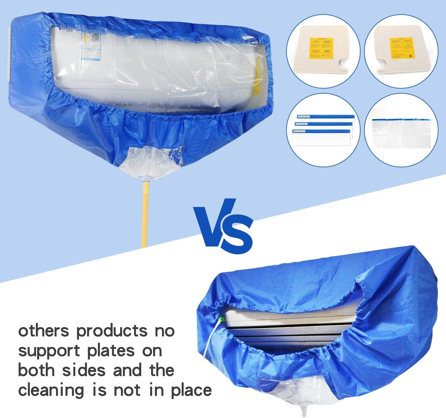 Split Air Conditioning Service Bag, Air Conditioning Cleaning Cover Bag with 10Ft Water Pipe, Wall Mounted Air Conditioning Cleaning Kit