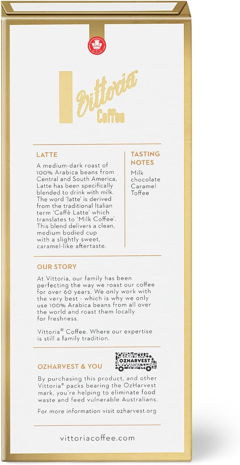 Vittoria Coffee 100% Arabica Latte Nespresso Compatible Aluminium Capsules 52G (6 Packs X 10 Pods)