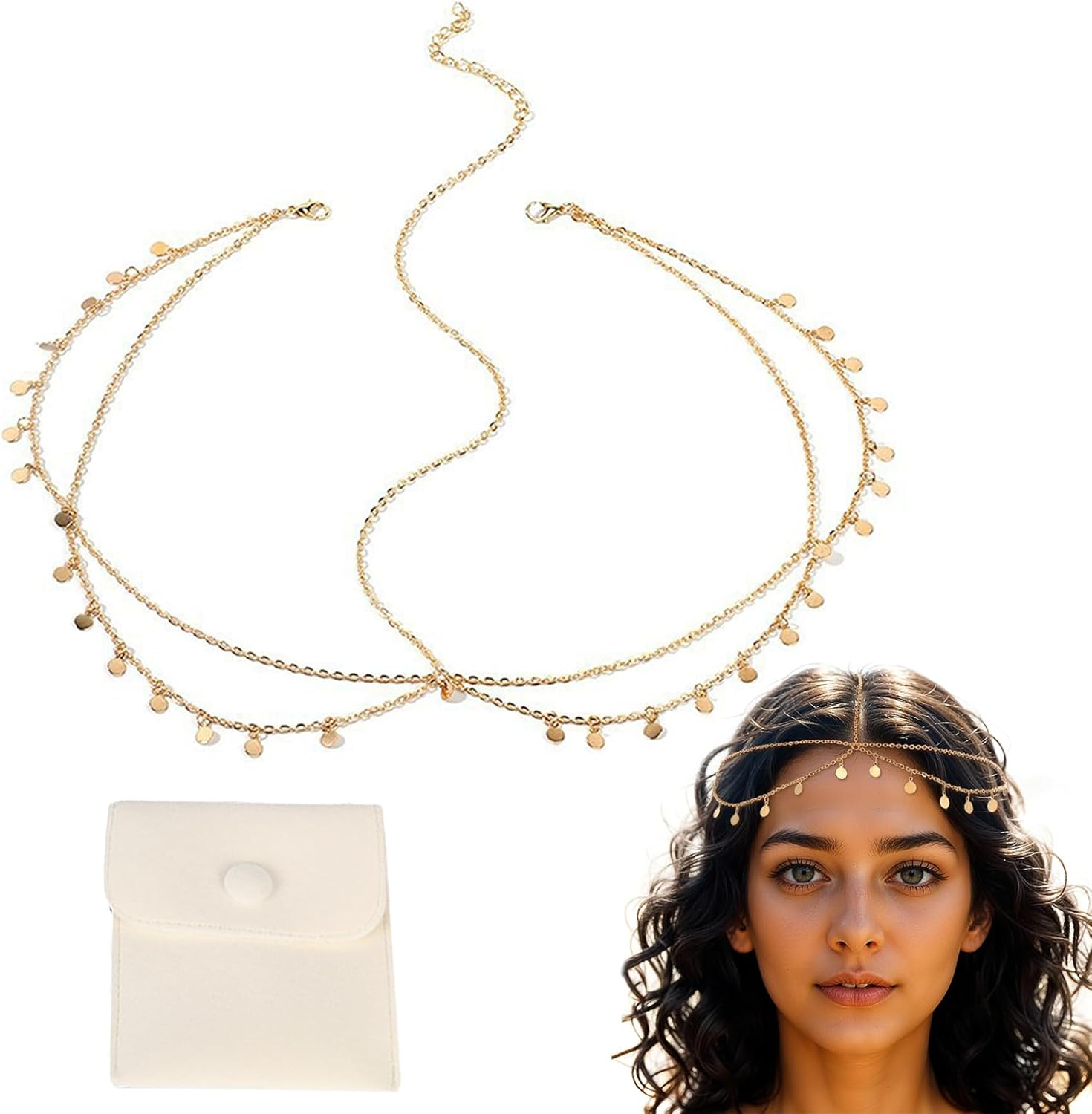 JOOTUEPO Boho Head Chain, Gold Headpiece Tassel Indian Gold Headband, Wedding Hair Accessory Gift for Her Bohemia Vintage Jewelry Forehead Headbands for Women and Girls Wedding Prom image number 4