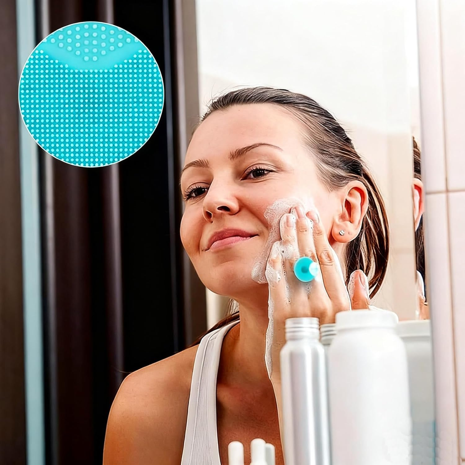 Suytvenxau 4 Pack Face Scrubber, Soft Silicone Facial Cleansing Brush, Gentle Exfoliator and Cradle Cap Brush, Anti-Slip Silicone Face Scrubber for Deep Cleaning and Blackhead Removal image number 6