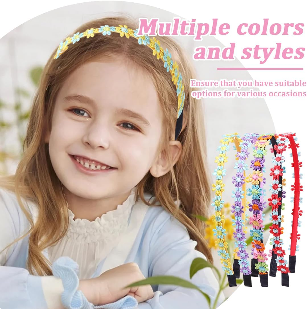 EUYKQNOI Pack of 4 Flower Headbands, Girls Headbands, Children'S Hair Bands for Girls, Colourful Daisy Headbands, Cute and Cute Decoration, Colourful Headband for School, Daywear image number 6