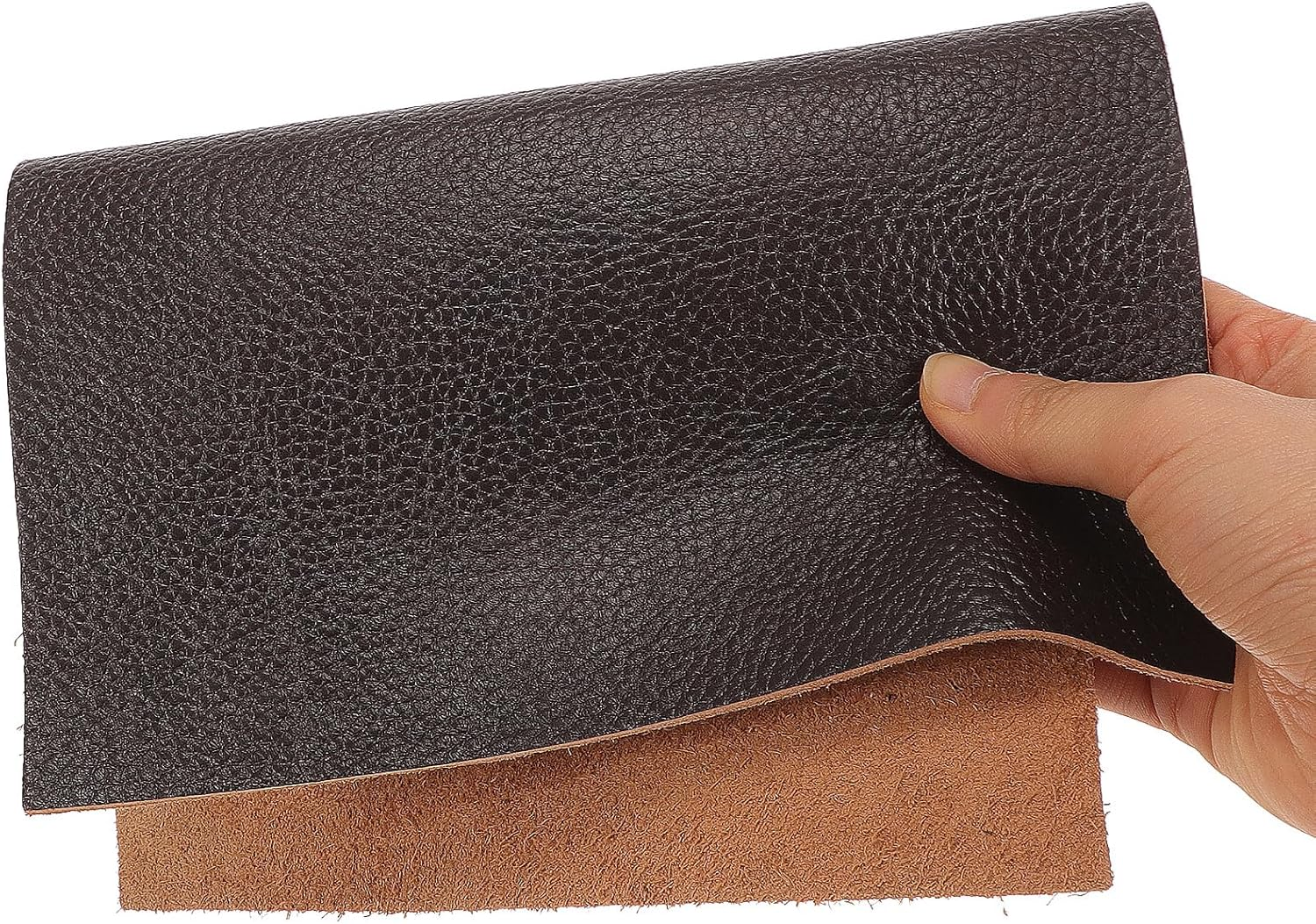 SHINEOFI 2Pcs Pre-Cut Leather Pieces Thick Leather Sheets Genuine Cowhide Leather Fabrics for Crafts Sewing Sofa Repairing Black, Coffee image number 4