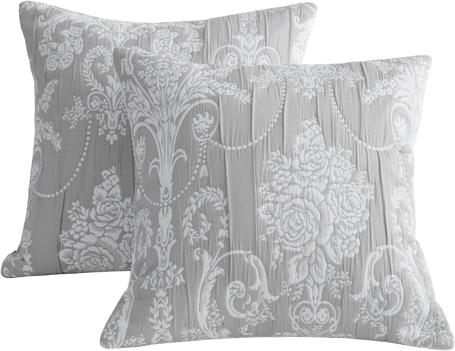 Blythease Oversized King Bedspread, Jacquard Matelasse Damask Pattern Design, Lightweight, Reversible, 5 Piece, 100% Microfiber, Gray image number 6