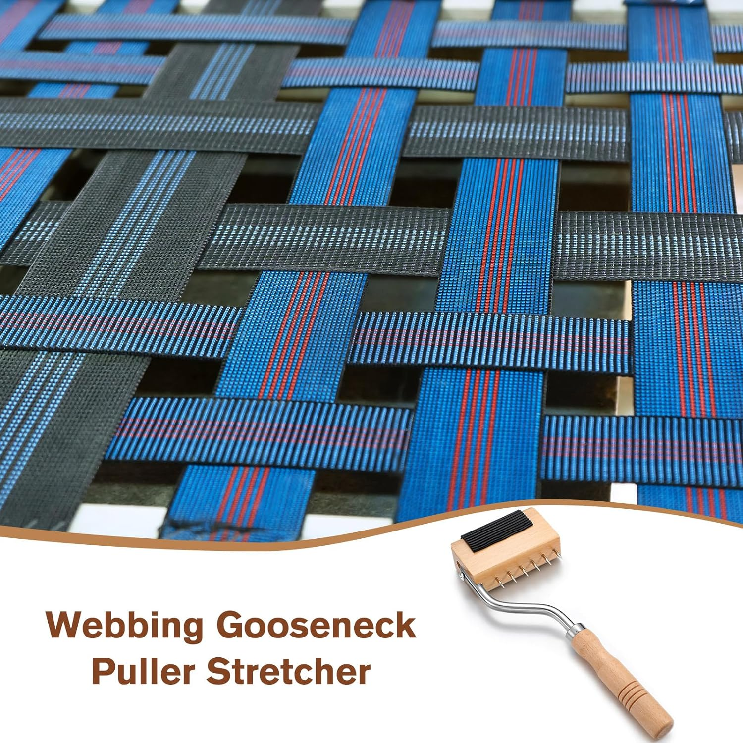 Cinnvoice Gooseneck Webbing Stretcher Upholstery Tool Gooseneck Webbing Stretcher Stretching Tool Handy to Catch the Close to Frame with Plenty of Leverage image number 6