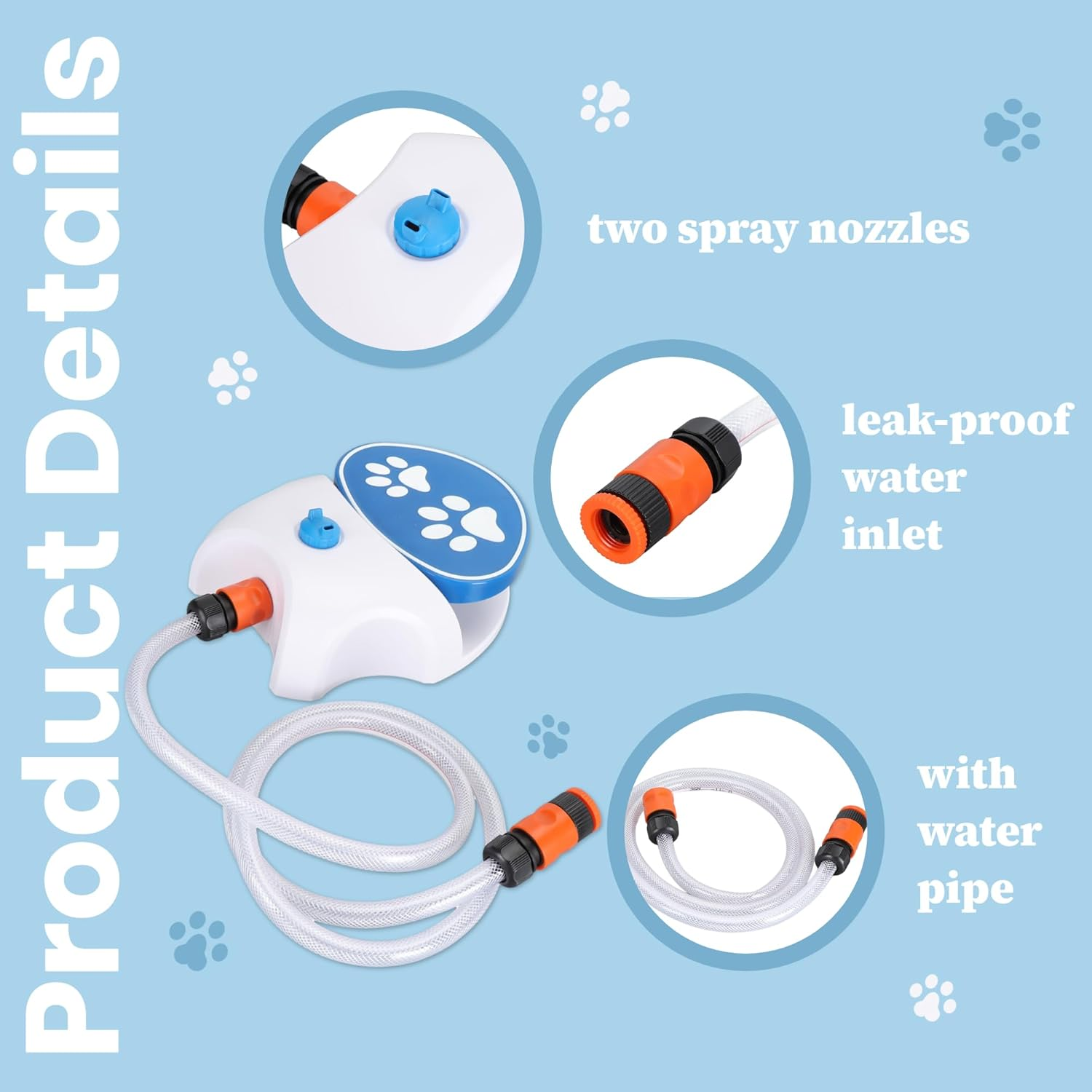 Gugxiom Outdoor Pet Water Fountain, Step on Dog Water Fountain, Dog Water Toy, Paw Water Dispenser System for Fresh Water image number 2