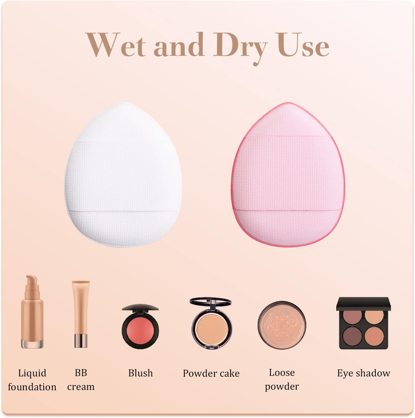 Sibba 12 Pieces Sponges Powder Puff with Finger Holder Strap Mini Beauty Blender Face Eyes Makeup Pads for Liquid Foundation Halloween Costume Festival Make up Cosmetic Wet Dry Tool image number 3