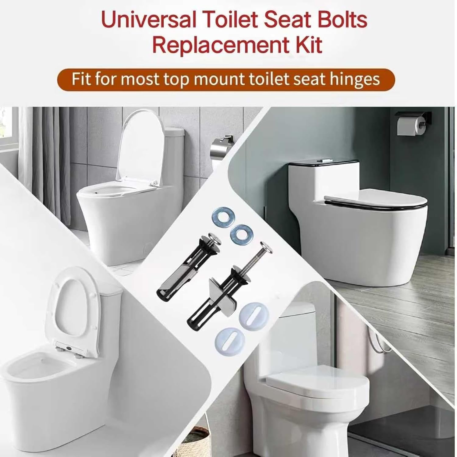 Heavy Duty Toilet Seat Fastener Bolt Kit, 2025 New Universal Toilet Seat Bolt Kit, 2Pcstoilet Seat Bolts Replacement Kit, Nut Screw for Easy Installation and Maintenance of Toilet Seats and Portable image number 1
