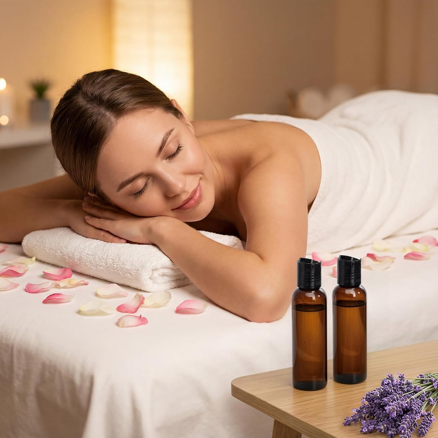 Bekith 30 Pack 4Oz Plastic Squeeze Bottles with Disc Top Flip Cap, Empty Amber Bpa-Free Refillable Containers for Shampoo, Lotions, Liquid Body Soap, Creams, Amber, 4Oz image number 5