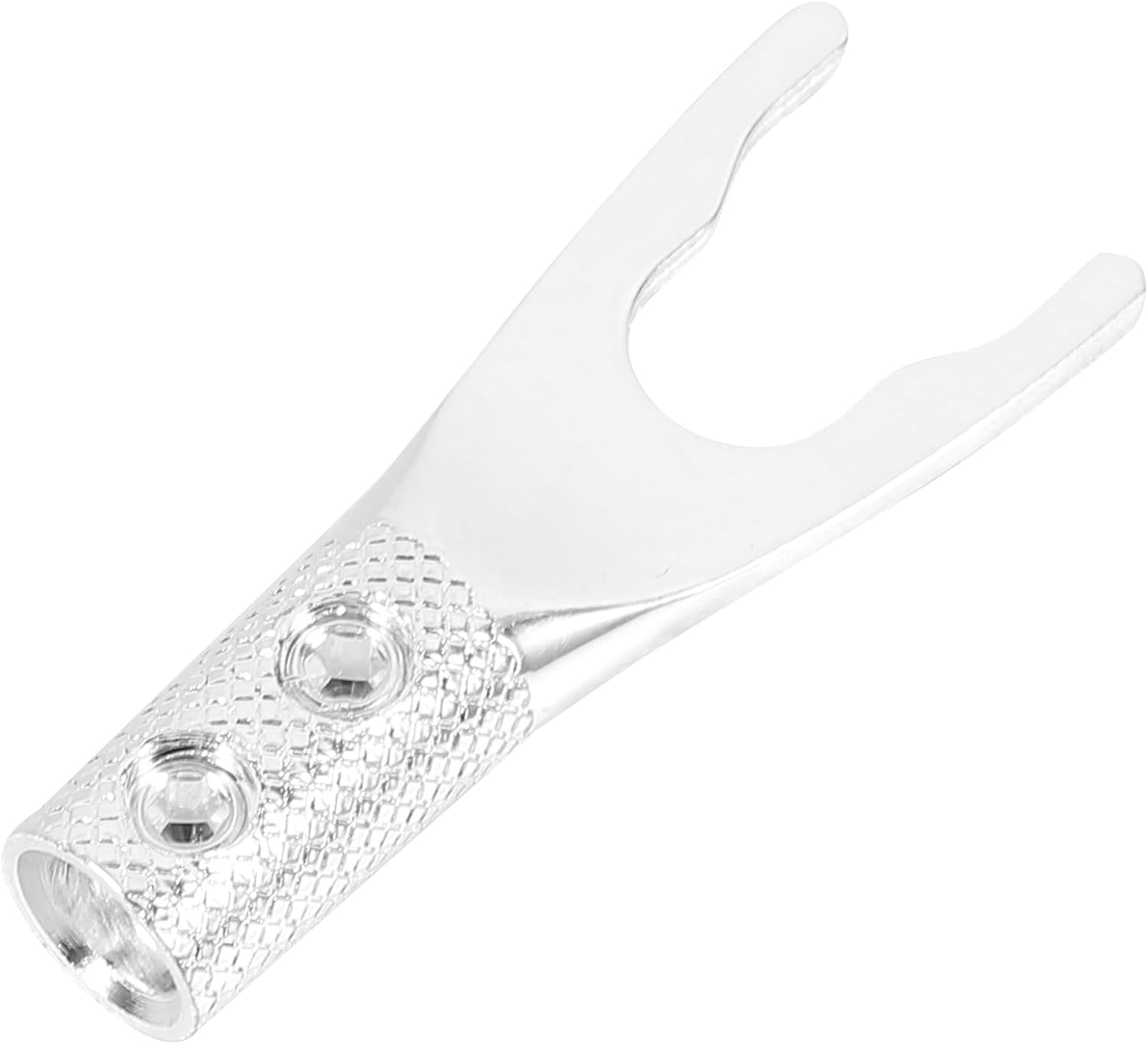 MUCKLILY Silver Plated Y Shape Speaker Cable Banana Plug Connector U-Type Audio Screw Fork with Conductor No Soldering Oxidation Resistant for Home Audio Systems image number 1