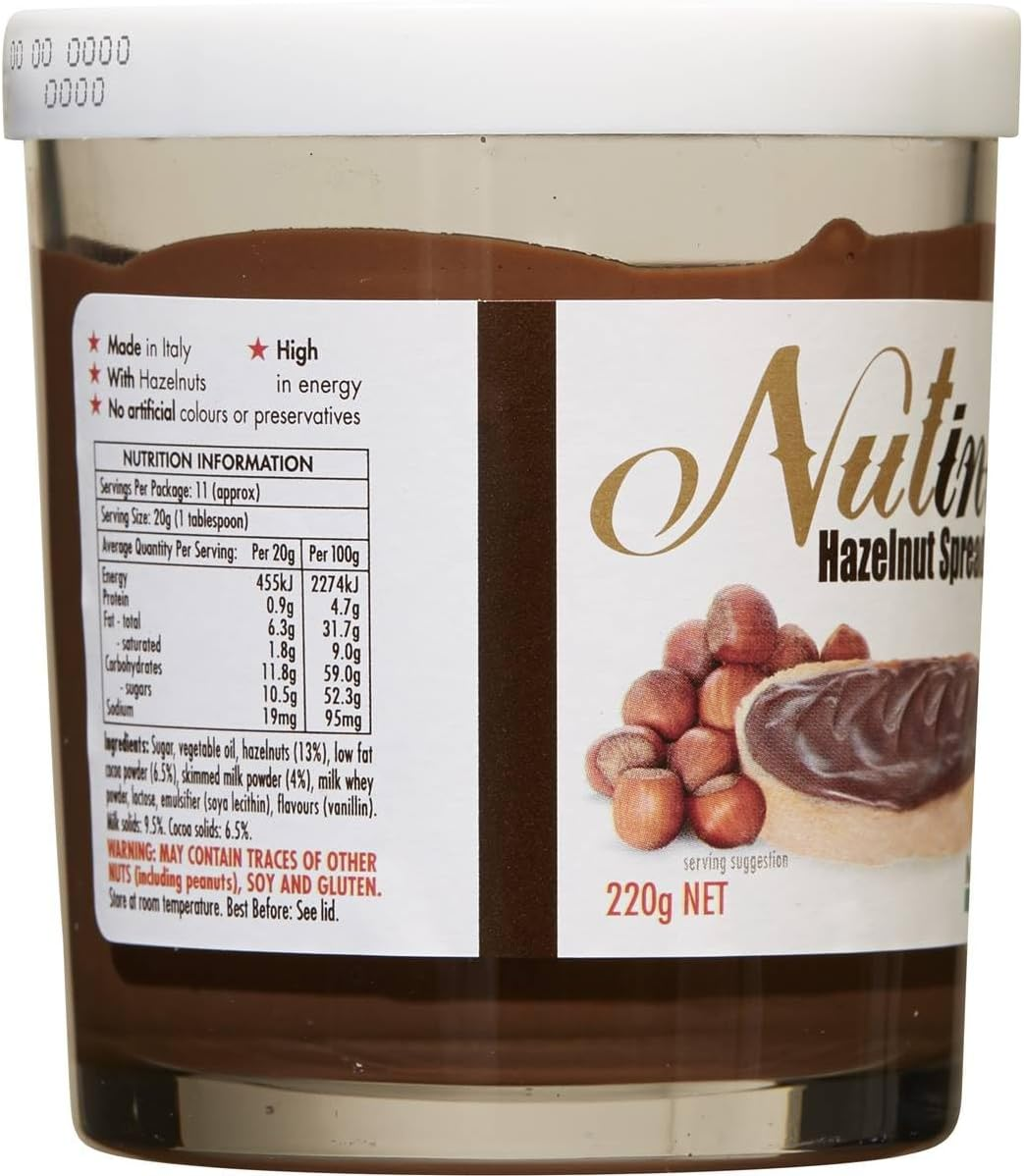 Nutino Premium Italian Chocolate Hazelnut Spread. No Artificial Colours or Preservatives. Perfect for Toast, Pizza, Ice Cream, Cakes, Croissants, Sandwiches, Milk and Fruit - 220G image number 4