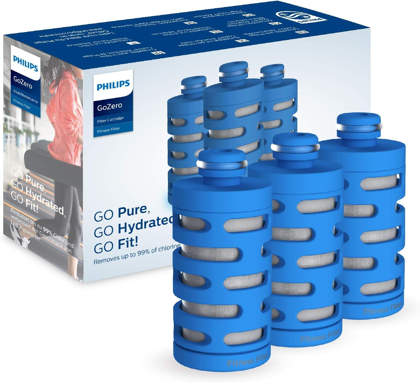 PHILIPS Water Gozero Fitness Filters, Replacement Filter Cartridge, Activated Carbon Fiber Filter, for Gozero Active Bottle, (3 Counts), AWP287/37, 20Oz image number 5