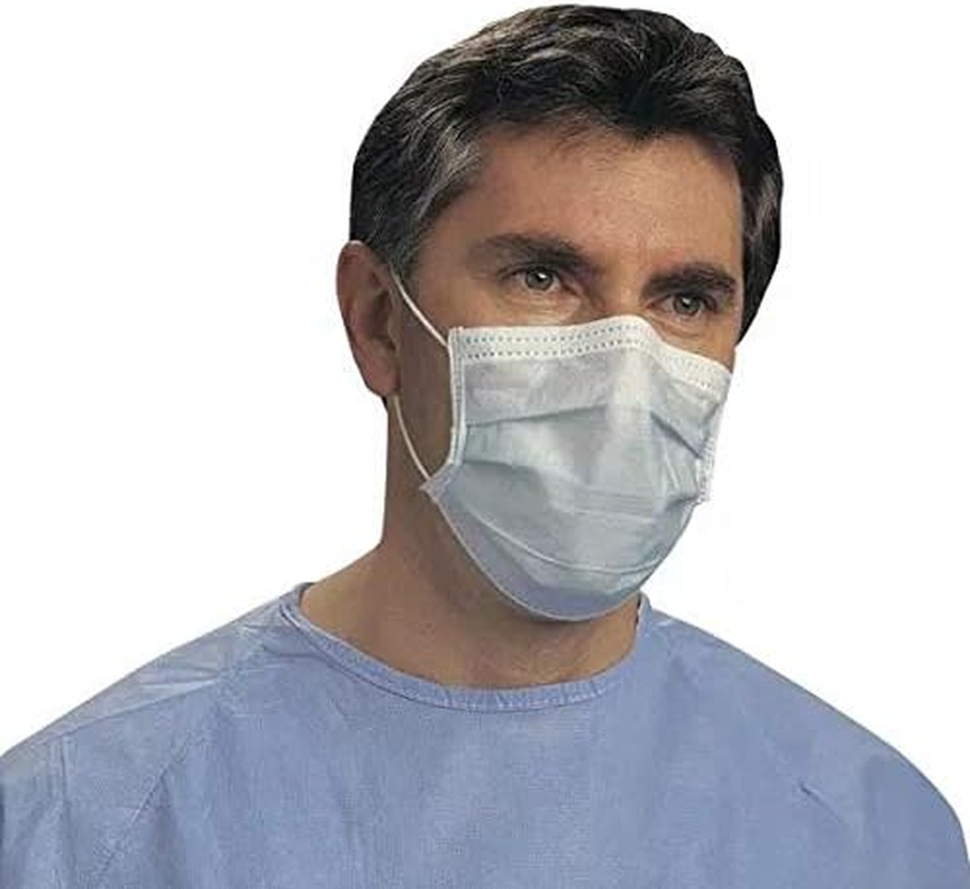 HALYARD Procedure Face Masks, Disposable, 3 Layer - Pleat Style, W/Earloops, Blue 6001A (Box of 50)