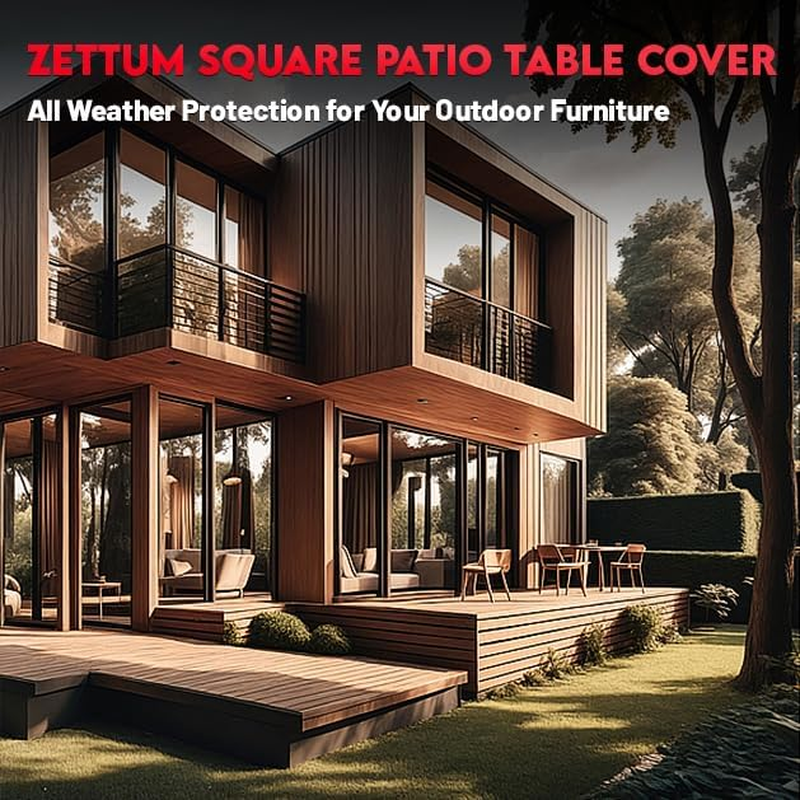 Zettum Patio Furniture Cover Square 221X221X73Cm / 86X86X28Inch - 600D Outdoor Table Cover Waterproof & Heavy Duty, Lawn Furniture Sofa Set Covers for outside Dining Table and Chairs Seating Combo image number 5