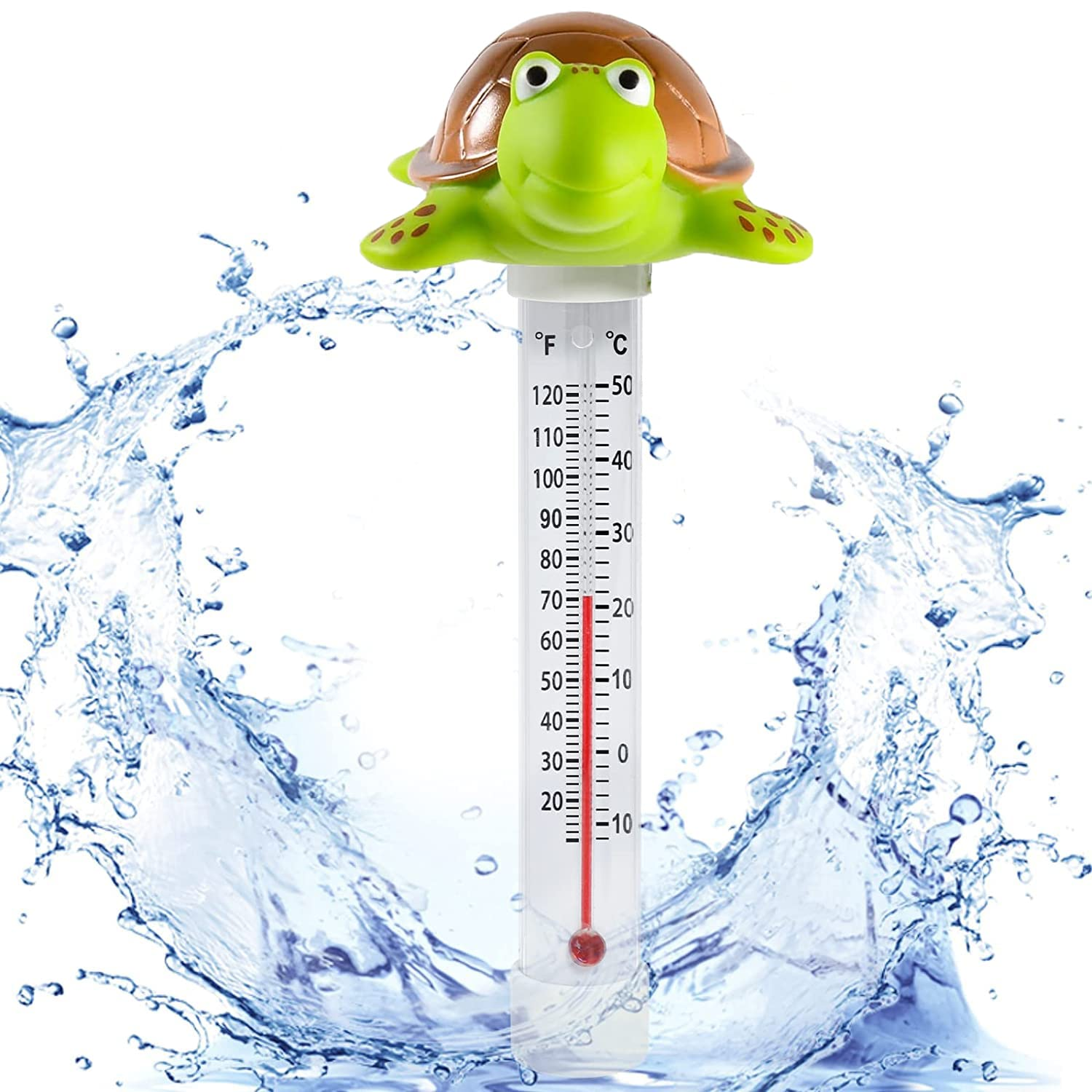 Floating Pool Thermometer, Large Display with String Easy to Read, Shatter Resistant, for Outdoor & Indoor Swimming Pools, Spas, Hot Tubs & Aquariums (Turtle) image number 3