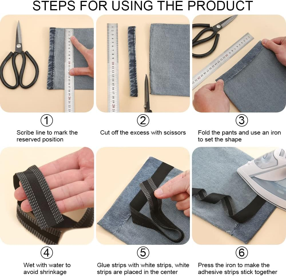 10M Self-Adhesive Pants Mouth Paste, Permanent Iron-On Hem Clothing Tape, Fabric Fusing Tape for Clothes, Black - Black image number 2