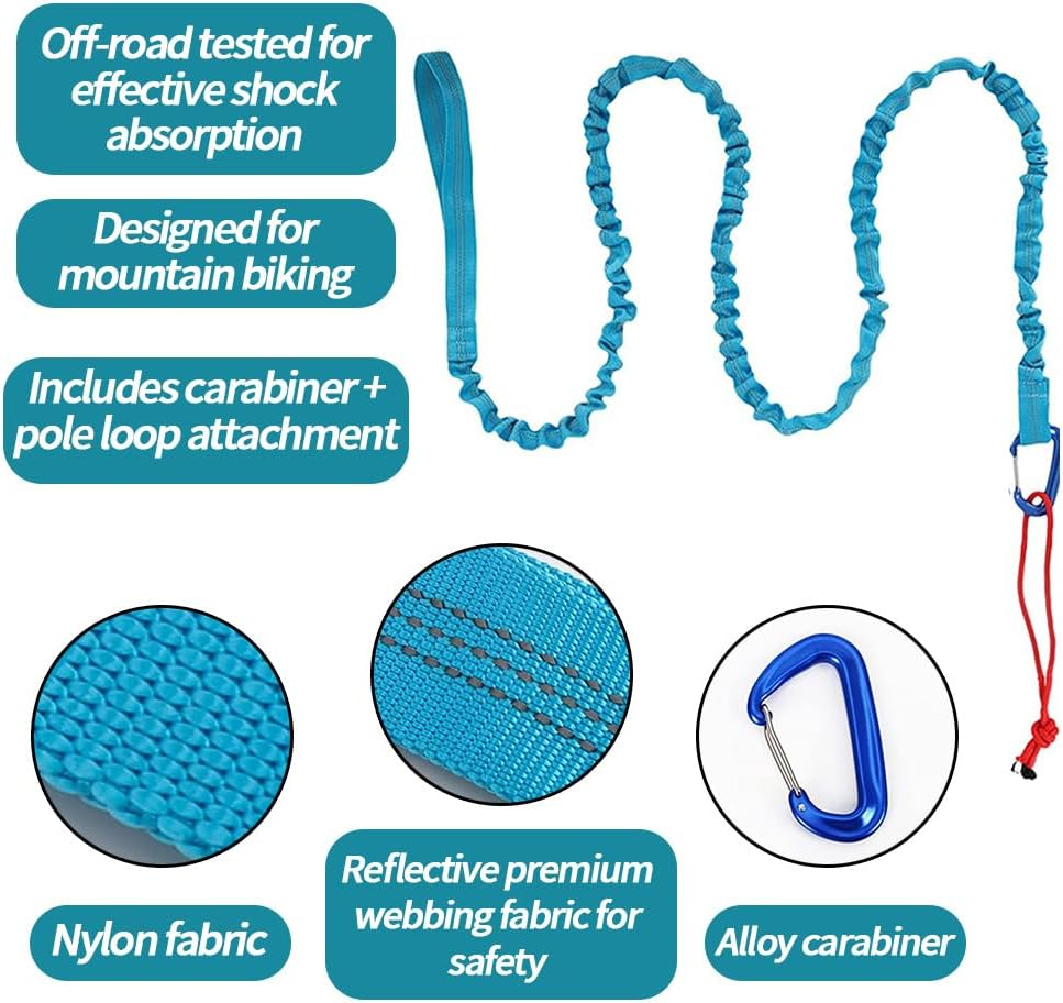 TOMVAES Bicycle Tow Rope, 3 Meters Elastic Bicycle Tow Strap, Elastic Recovery Tow Strap, with Storage Bag, Suitable for Children'S Bicycles,Mountain Bike Parent-Child Ride Attachment, E-Bikes image number 5