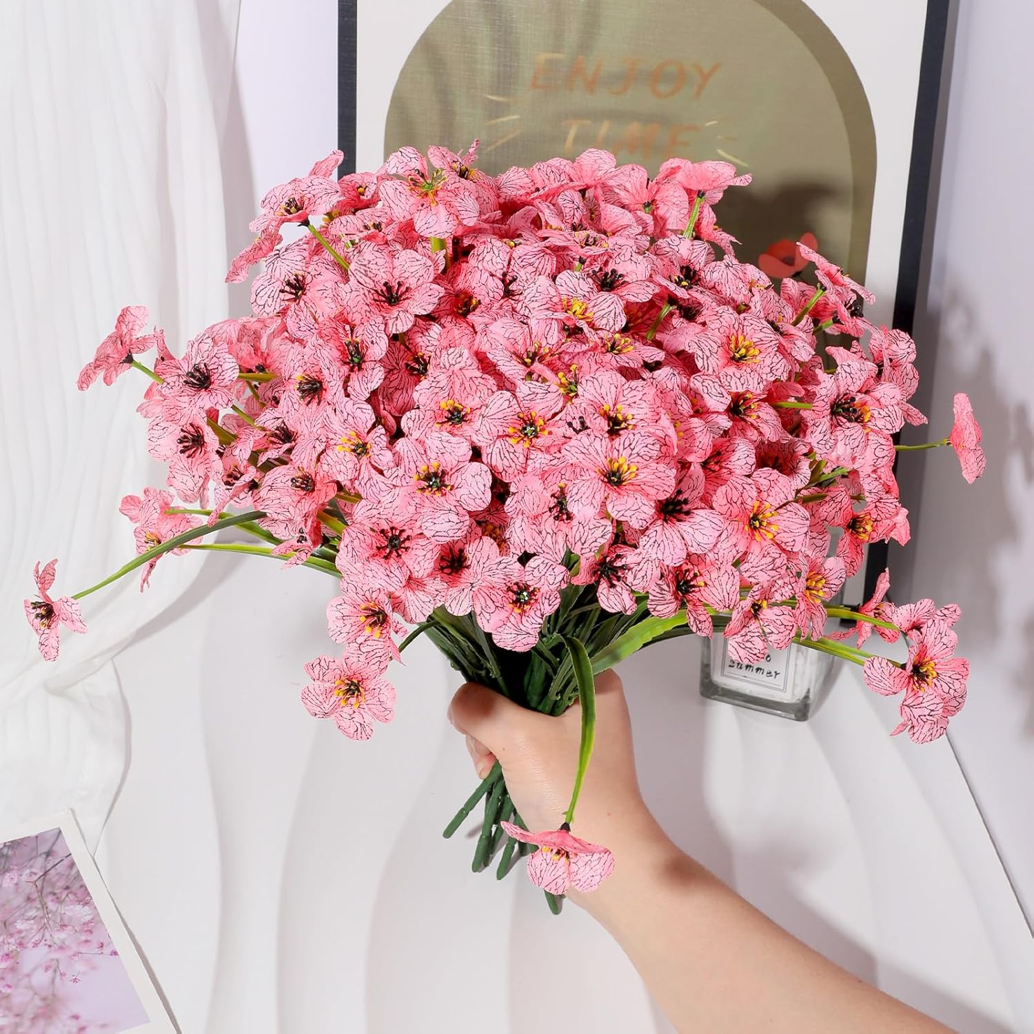 Kyeeadiy Artificial Flowers in Potted 18 Stems Indoor Decoration, Artificial Violets Maintenance Free for Home, Office, Wedding (Pastel Colors) image number 4