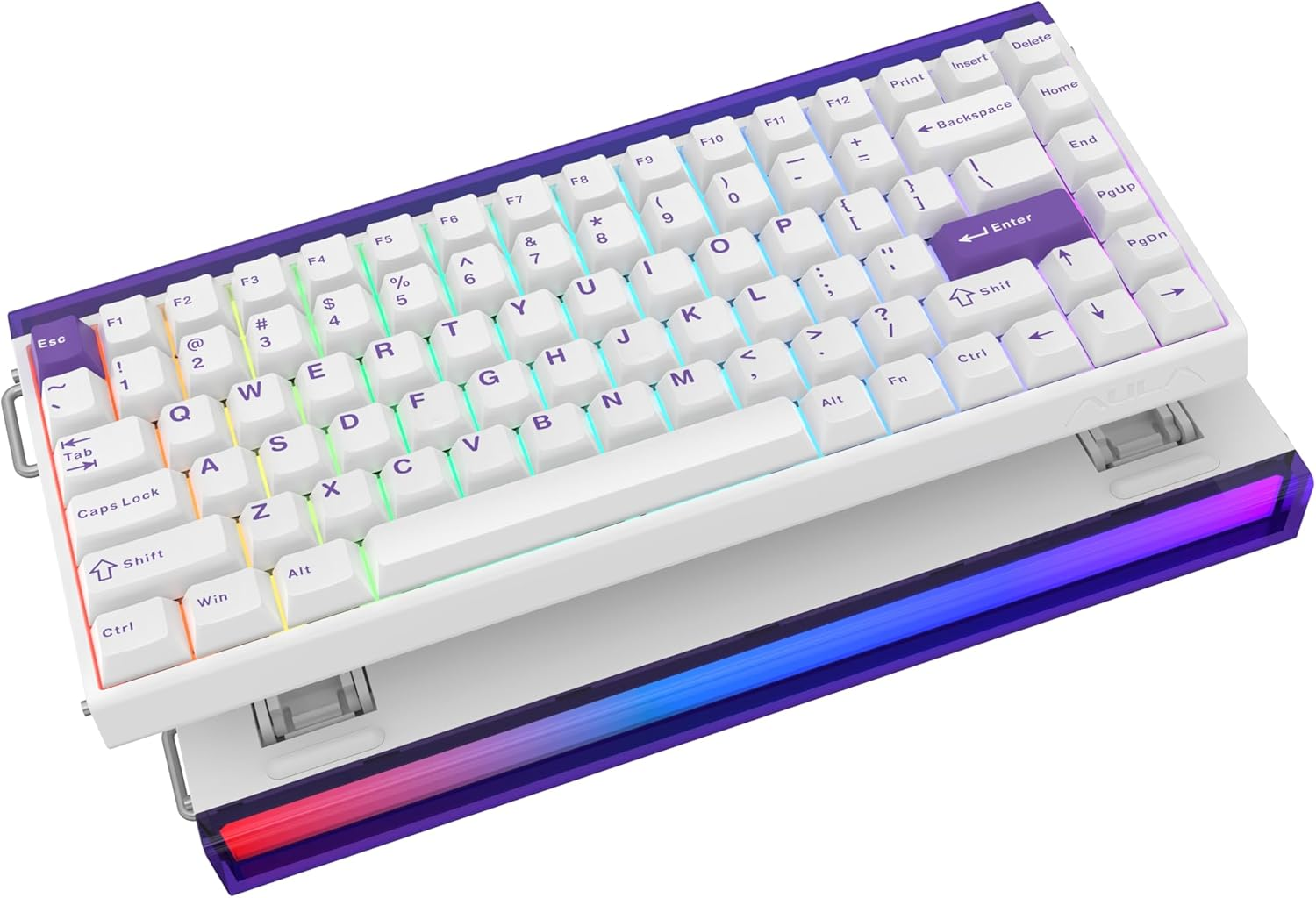 EPOMAKER Aula Hero84 HE Wired Hall Effect Keyboard with RGB Lightbox, 0.01Mm Adjustable Actuation, 8Khz Polling, 0.125Ms Latency, Snap Key, SOCD, Magnetic Gaming Keyboard (White&Purple)