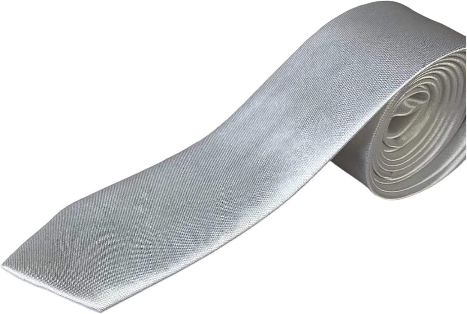 Mens White 5Cm Skinny Plain Neck Tie