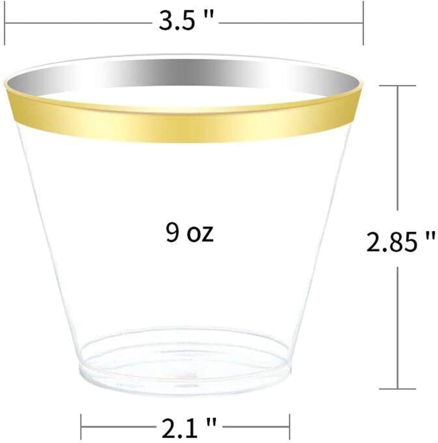 100 PCS Champagne Gold Cups, 9 Oz Elegant Reuse Wine Glasses Cups image number 5