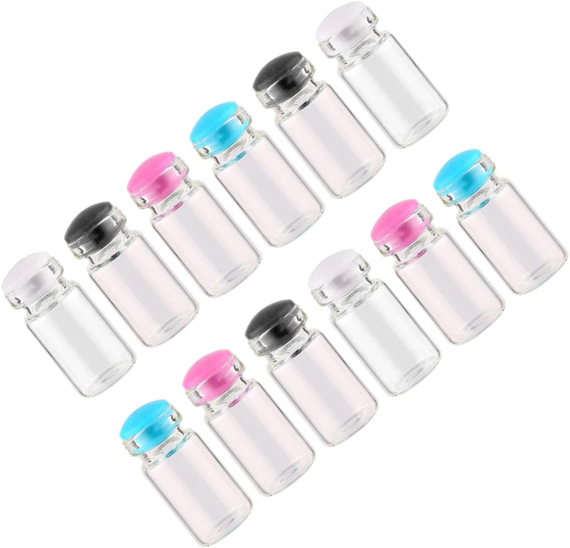 Amosfun 150Pcs Mini Wish Bottle Glass Wish Bottle Silicone Plug for DIY Message Wedding Decorations and Party Favors Random Color image number 1