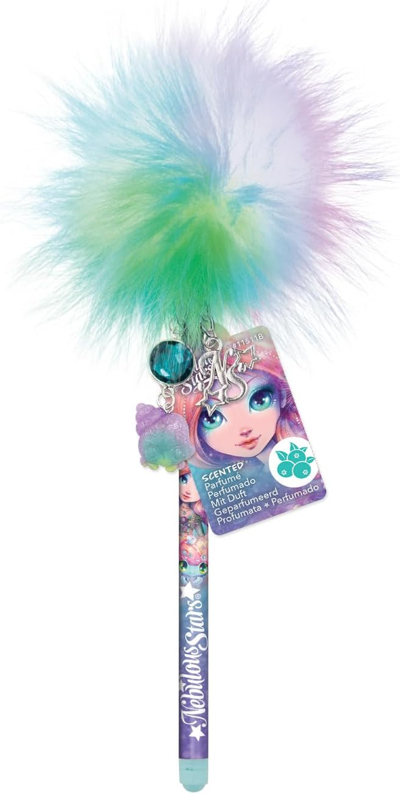 Nebulous Stars Scented Pom Pom Pen Set - Assorted Ballpoint Pens with Rainbow Pom Poms, Charms & Scented Ink, Fun, Colourful School Supplies for Kids